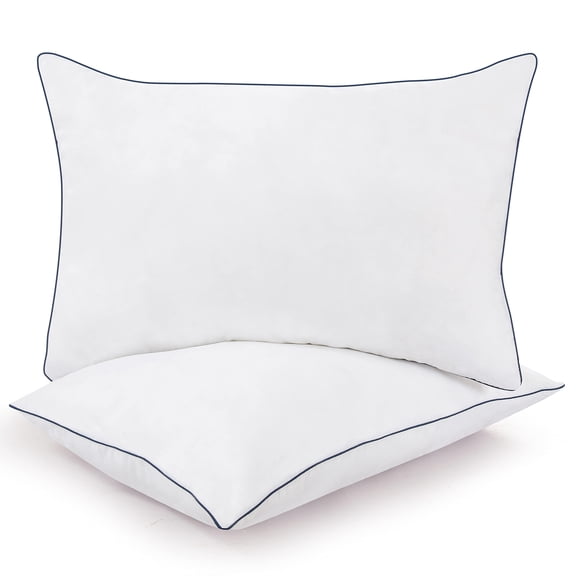 Royale Linens Queen Medium Brushed Microfiber Alternative Bed Pillows - Soft Hotel Quality (2 Count)