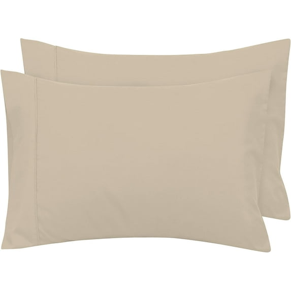 Royale Linens Queen Pillowcase Set of 2 - Bed Pillow Cover - 20" x 30" - Sand Pillowcases - 1800 Brushed Microfiber, Wrinkle & Fade Resistant - Soft & Cozy- Queen Size Pillow Case (Queen, Sand) Sand Queen Pillow Case