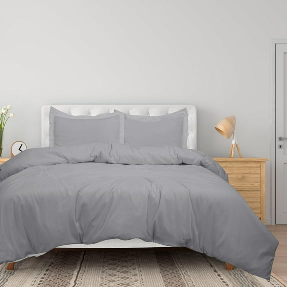 Royale Linens Silver Duvet Cover King Size - Soft King Duvet Cover Set -3 Piece Double Brushed King Duvet Cover with Zipper Closure, 1 King Duvet Cover 104x90 inches and 2 Pillow Shams (King, Silver)