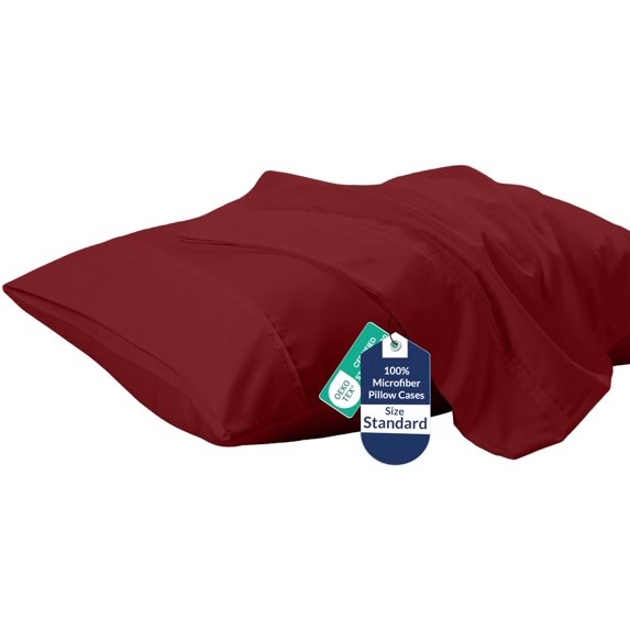 Royale Linens Standard Pillowcase Set of 2 - Bed Pillow Cover - 20"x26" - Pillowcases - 1800 Brushed Microfiber, Wrinkle & Fade Resistant - Soft & Cozy- Standard Size Pillow Case (STD, Tango Red)