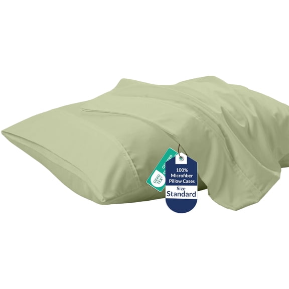 Royale Linens Standard Pillowcase Set of 2 Bed Pillow Cover 20"x26" Sage Green Pillowcases - 1800 Brushed Microfiber, Wrinkle & Fade Resistant - Soft & Cozy- Standard Size Pillow Case (STD,Sage)