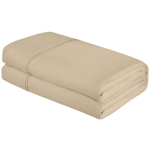 Royale Linens Twin Size Flat Sheet Only - Brushed 1800 Microfiber - Wrinkle&Stain Resistant - Hotel Quality Flat Sheet Sold Separately - Top Sheet for Bed (Twin, Sand)