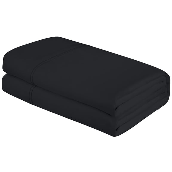 Royale Linens Twin Size Flat Sheet Only - Brushed 1800 Microfiber - Wrinkle&Stain Resistant - Hotel Quality Flat Sheet Sold Separately - Top Sheet for Bed (Twin, Black)