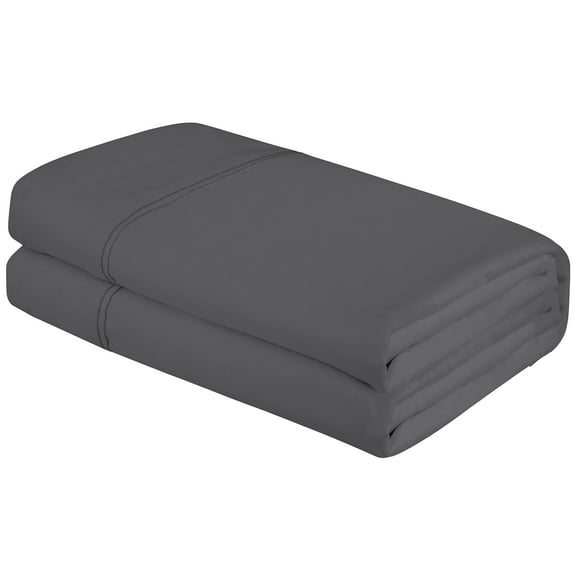 Royale Linens Twin Size Flat Sheet Only - Brushed 1800 Microfiber - Wrinkle&Stain Resistant - Hotel Quality Flat Sheet Sold Separately - Top Sheet for Bed (Twin, Grey)