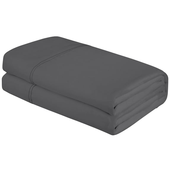 Royale Linens Twin Size Flat Sheet Only - Brushed 1800 Microfiber - Wrinkle&Stain Resistant - Hotel Quality Flat Sheet Sold Separately - Top Sheet for Bed (Twin, Grey)