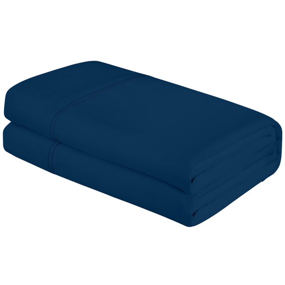 Royale Linens Twin XL Size Flat Sheet Only - Brushed 1800 Microfiber - Wrinkle&Stain Resistant - Hotel Quality Flat Sheet Sold Separately - Top Sheet for Bed (Twin XL, Navy)