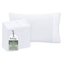 Royale Linens White Pillowcase Set of 12 - Queen 20"x30" Bed Pillow Cover - 1800 Brushed Microfiber - Wrinkle & Fade Resistant - Bulk Pillow Cases - Hotel Quality Pillowcase 12 Pack (Queen, White)