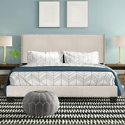 Royale Upholstered Platform Bed with Nail Trim Headboard, Full