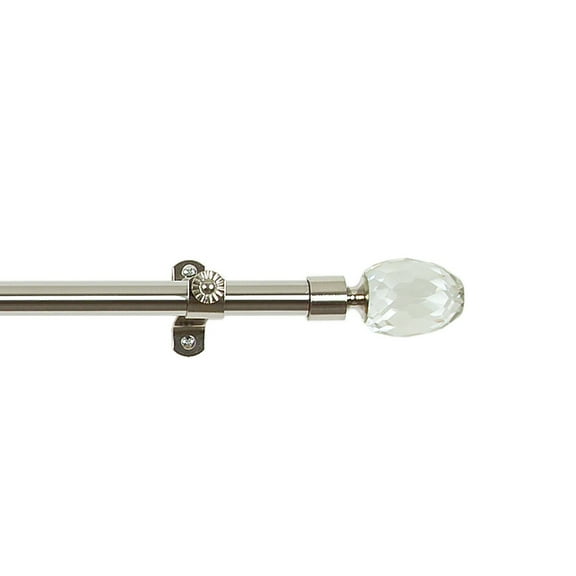 Royale Window Curtain Rods by Achim | Crystal Acorn Finial with Adjustable Metal Curtain Rod Finial Set - 28" to 48"