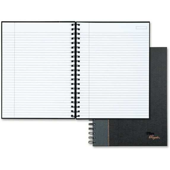 "Royale Wirebound Business Notebooks, 1 Subject, Medium/college Rule, Black/gray Cover, 10.5 X 8, 96 Sheets | Bundle of 5 Each"