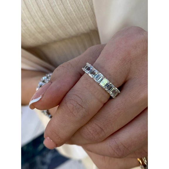 Royalle - 4 Carat Emerald Cut Diamond Eternity Band