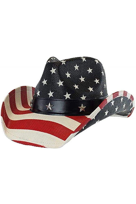 Royallove Men’s Vintage USA American Flag Cowboy Hat W/Western Shape-It Hats for women