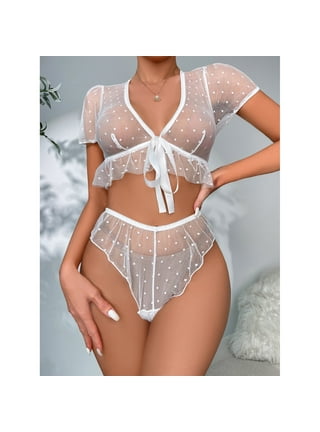 Women's Bra and Panties Lace Snap Exotic Two-piece Set Negligee Sexy  Lingerie Strappy Naughty Play Underwear Suit