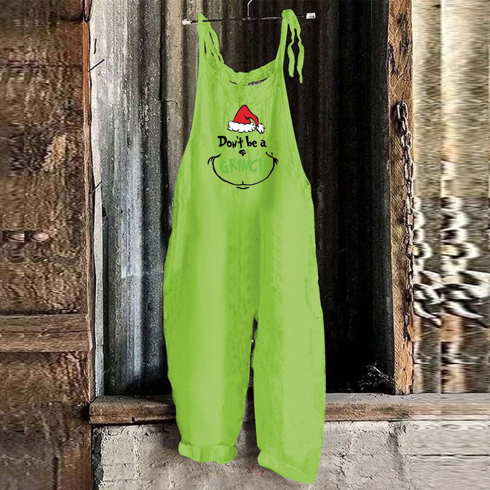 Royallove 𝑮𝒓𝒊𝒏𝒄𝒉 Ugly Christmas Overalls Women Green Matching Pajamas