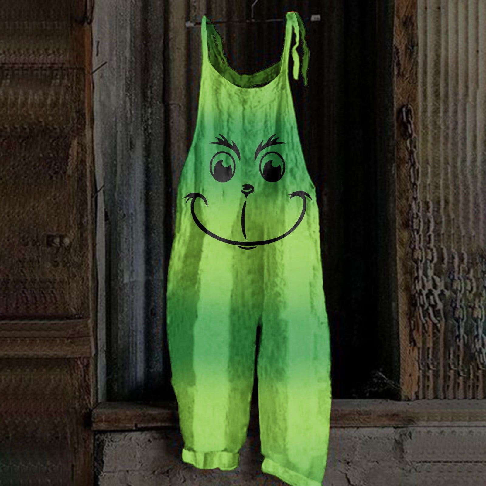 Royallove 𝑮𝒓𝒊𝒏𝒄𝒉 Womens Ugly Christmas Overalls Black Matching Pajamas