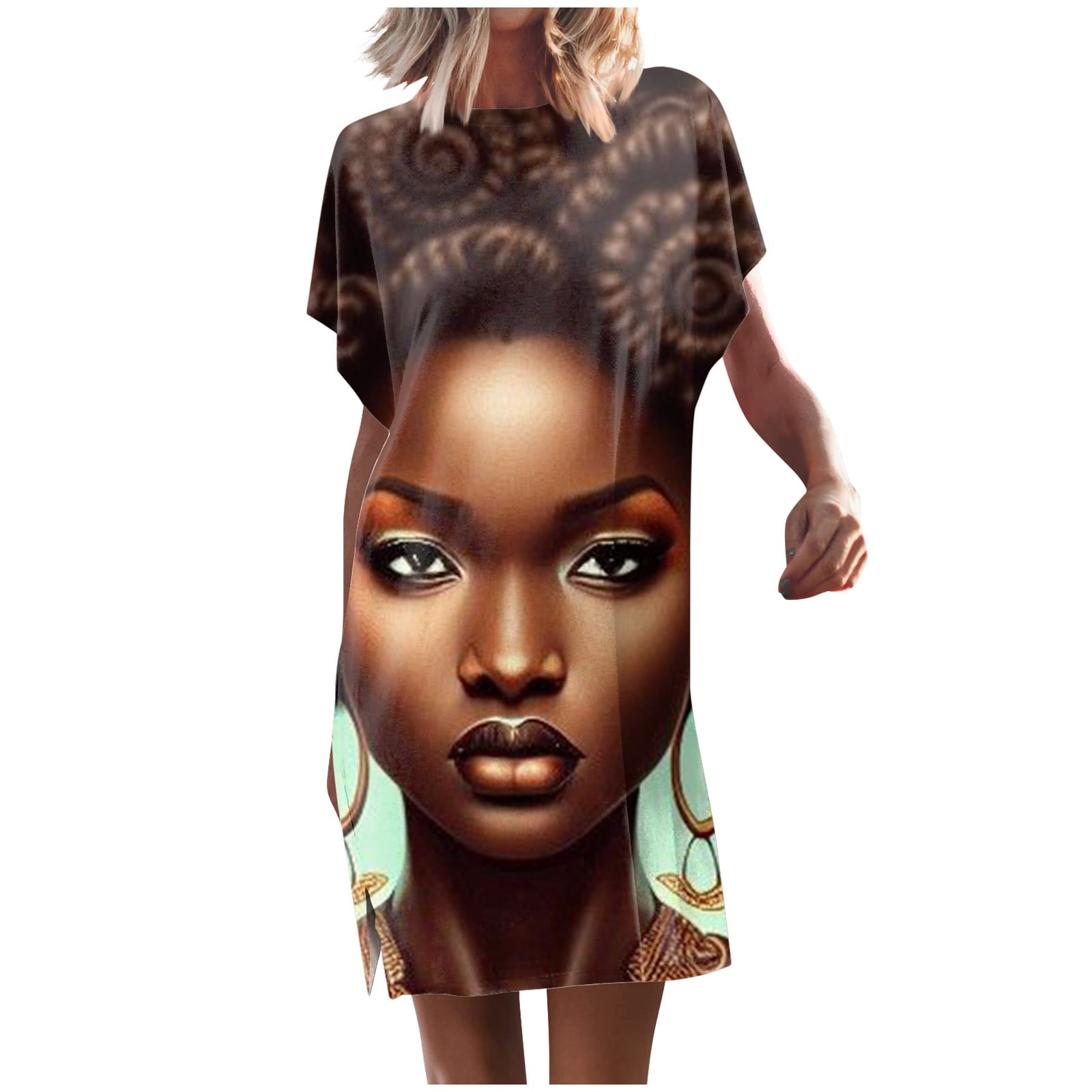 RoyalloveWomen's Dress Casual Round Neck Fashion Solid Color Pullover Short Sleeve Loose