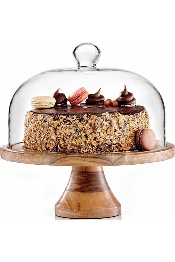 4-in-1 Cake Stand with Dome, Cheese Board, Covered Platter, and Serving Tray for Pastries, Pies, Appetizers, and Holiday Treats, Decorative Kitchen Server and Display
