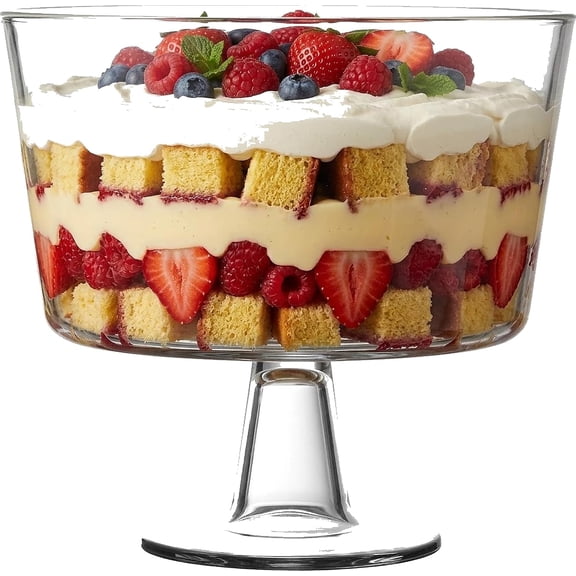 Royalty Art European Trifle Bowl with Pedestal Large Crystal-Clear Glass Footed Serving Bowl for Trifles Punch Fruit Salad and Desserts Elegant Entertaining Centerpiece