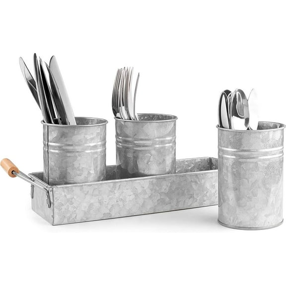 Royalty Art Galvanized Steel Rectangular Plant Pots with Handles, 3 Count