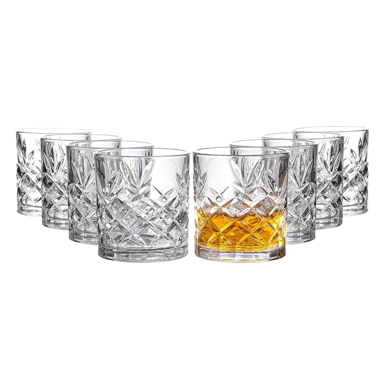Royalty Art Lowball Whiskey Glasses 8 Pc Set, 10.6 oz Short Drinkware for Whiskey, Bourbon, Rye, Elegant Dishwasher Safe Glasses