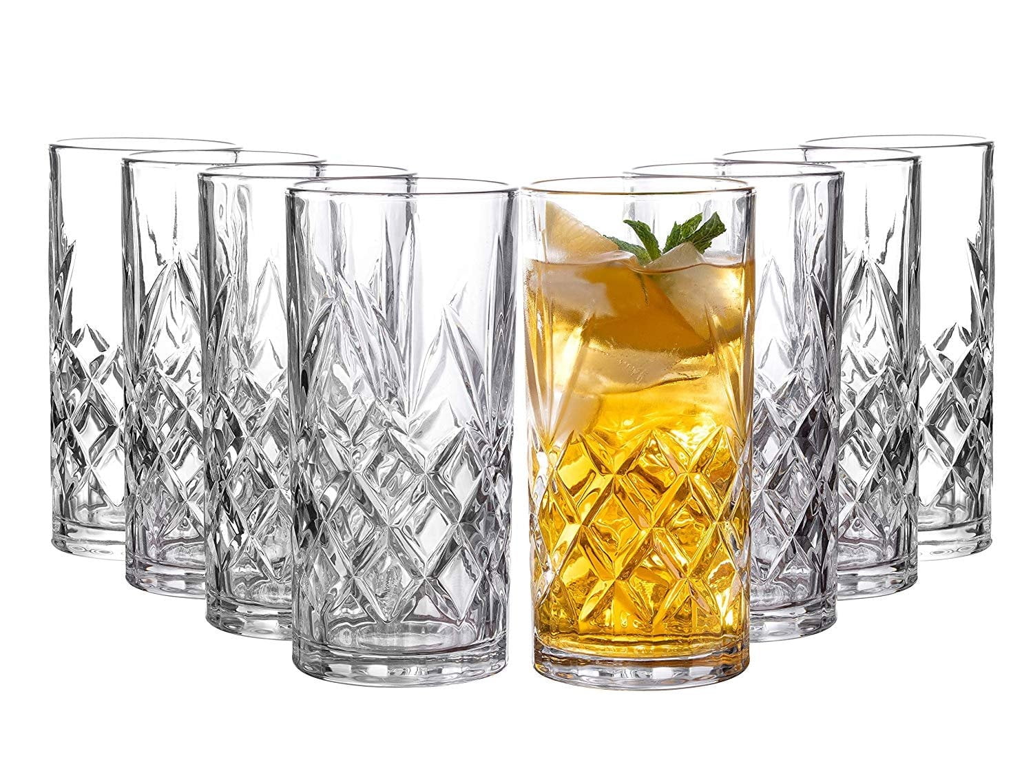 Kinsley 12 oz Clear Textured Highball Glasses Set of 8