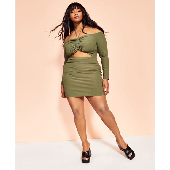 Royalty By Maluma Cutout Halter Dress Olive XS
