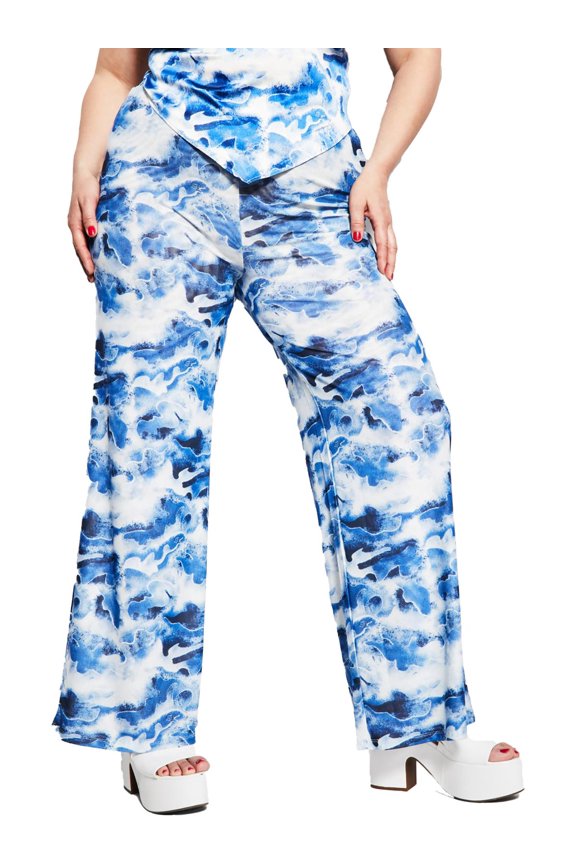 Womens High Rise Wide Leg Flared Pants