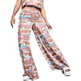 thumbnail image 1 of Royalty By Maluma Womens Printed Ruched Pants Pink Palm Tree Print S, 1 of 3