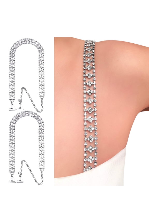Royalty Crystals (Silver) Rhinestone Dress Straps | by PIN STRAPS