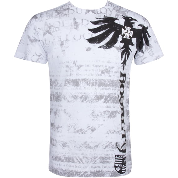 Royalty Dragon Short Sleeve Crew Neck Cotton Mens Fashion T-Shirt ( 2 Colors ) - White - X-Large