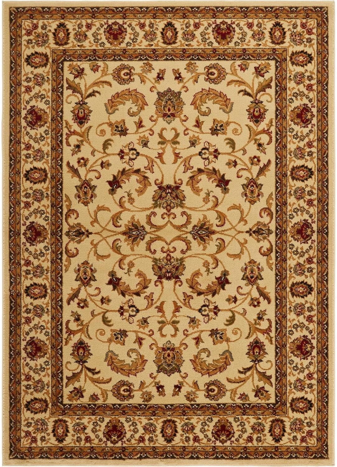 Royalty Elati Traditional Ornate Damask Area Rug, 43 in x 62 in, Ivory ...