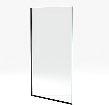Royalty Fixed Shower Screen for Bathroom - 3/8'' Thick Clear Tempered Glass Shower Door Soap & Hard Water Resistant Timeless & Minimalist Design - Glass Shield Coating (30'' x 76", Matte Black)