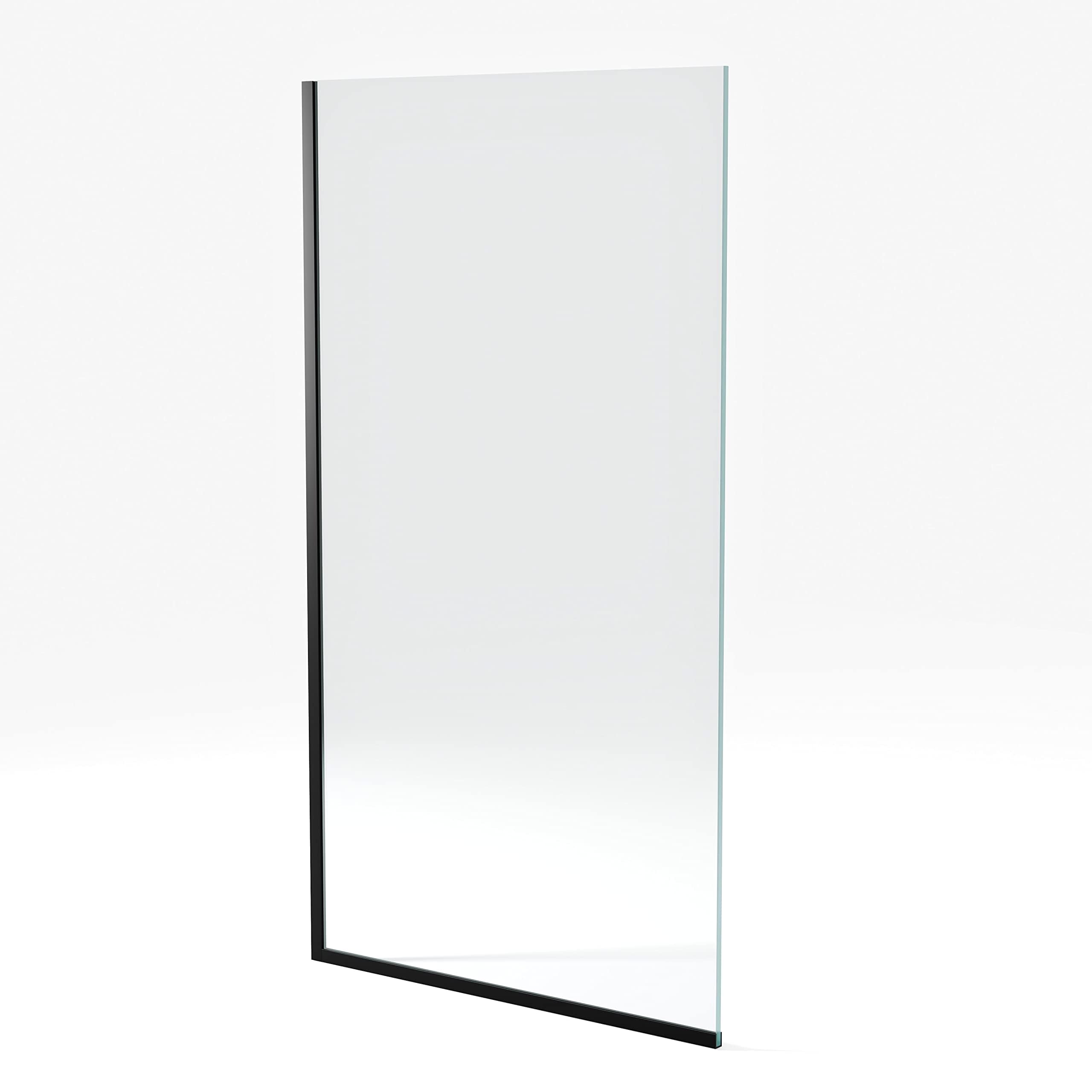 Royalty Fixed Shower Screen for Bathroom - 3/8'' Thick Clear Tempered Glass Shower Door Soap & Hard Water Resistant Timeless & Minimalist Design - Glass Shield Coating (36'' x 76", Matte Black)