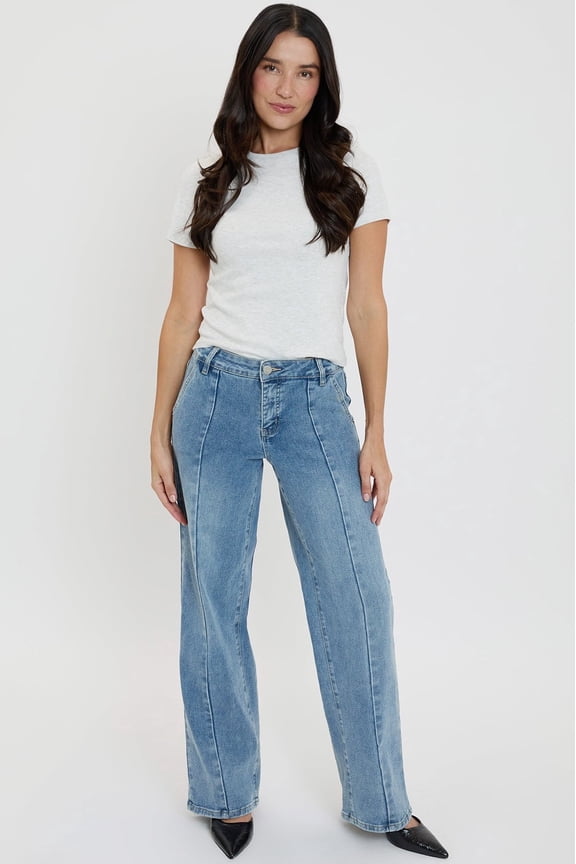 For Me Women's Front Seam Wide Leg Jeans