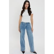 Royalty For Me Women's Front Seam Wide Leg Jeans