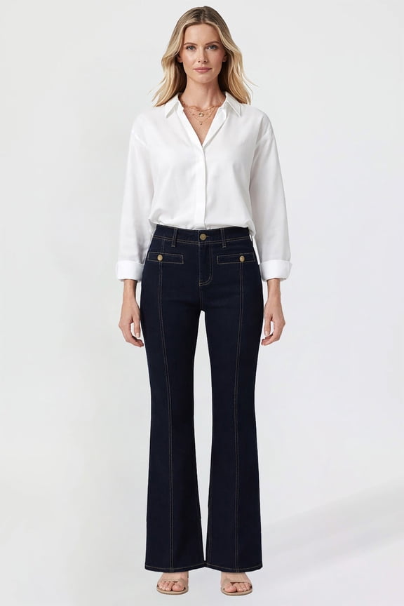 For Me Women's Pin Tuck Bootcut Jeans