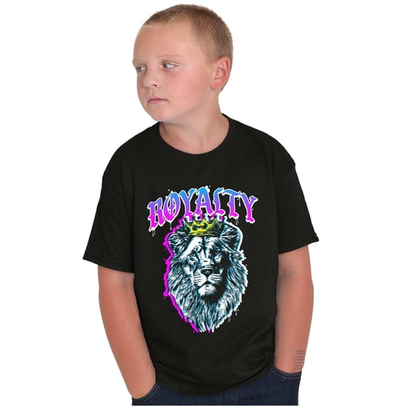 Royalty Lion Glitch Graffiti King Crewneck T Shirts Boy Girl Teen Brisco Brands X