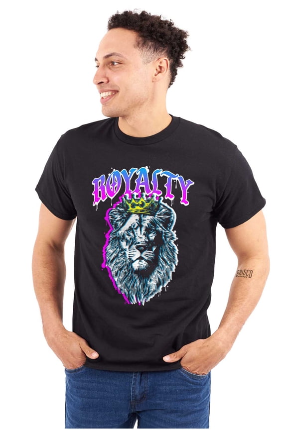 Royalty Lion Glitch Graffiti King Men's Graphic T Shirt Tees Brisco Brands L