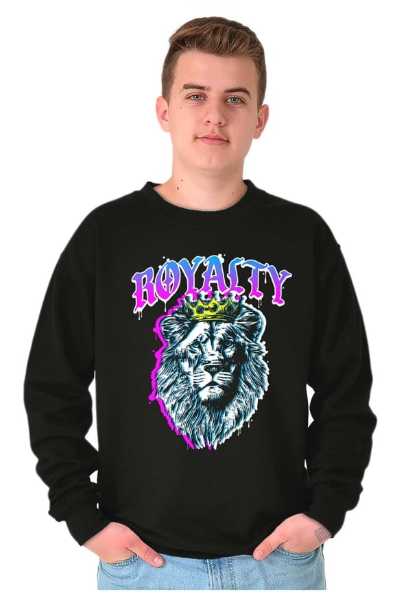 Royalty Lion Glitch Graffiti King Sweatshirt for Men or Women Brisco Brands S