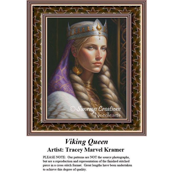 Royalty Nobility Cross Stitch Pattern | Viking Queen (Pattern Only, You Provide The Floss and Fabric)