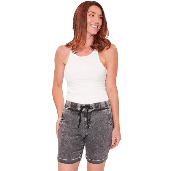 Royalty for Me Women's Kozy Jogger Sweat Short, Black Salt Wash (Medium)