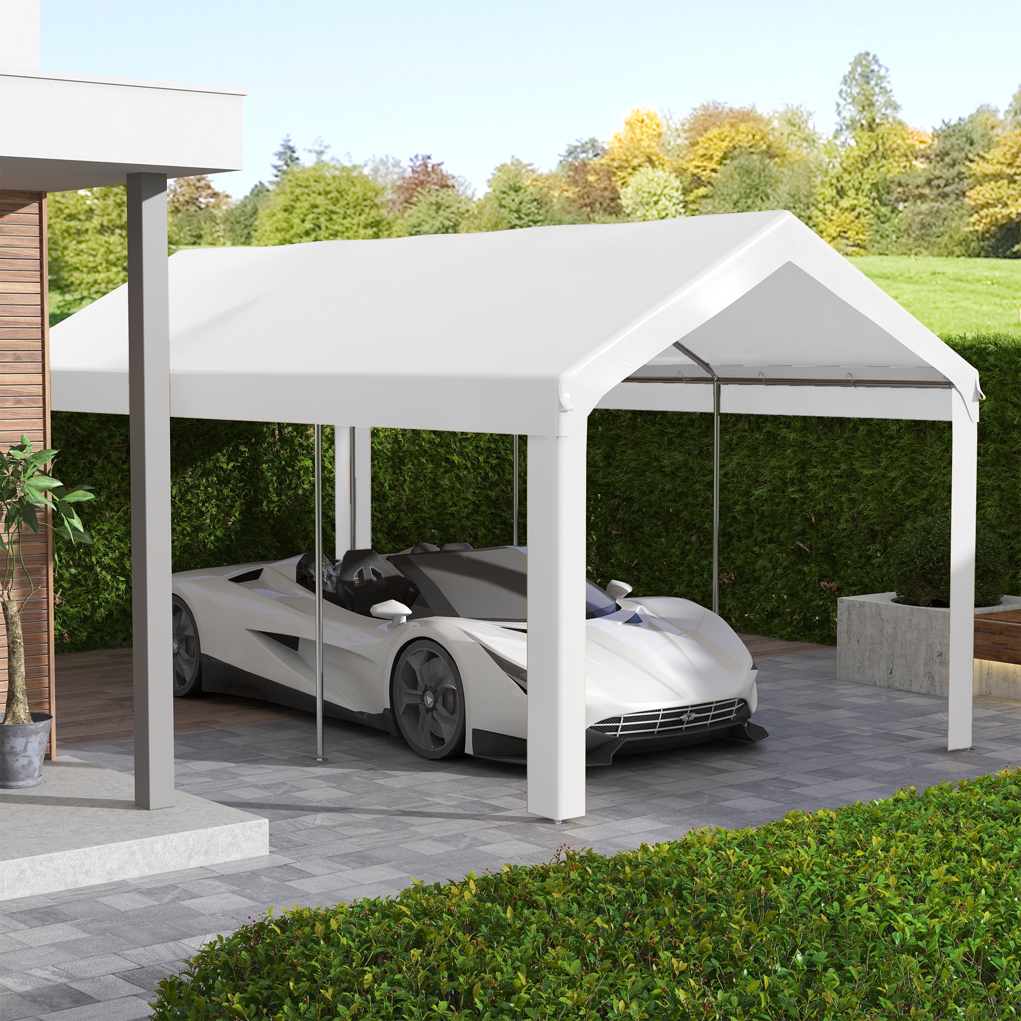 Royard Oaktree 10' x 20’ Carport Replacement Canopy, Garage Top Tent Shelter, Portable Waterproof & UV Protected Tarp Garage Cover with Ball Bungee Cords (Only Top Cover, Frame is not Included)