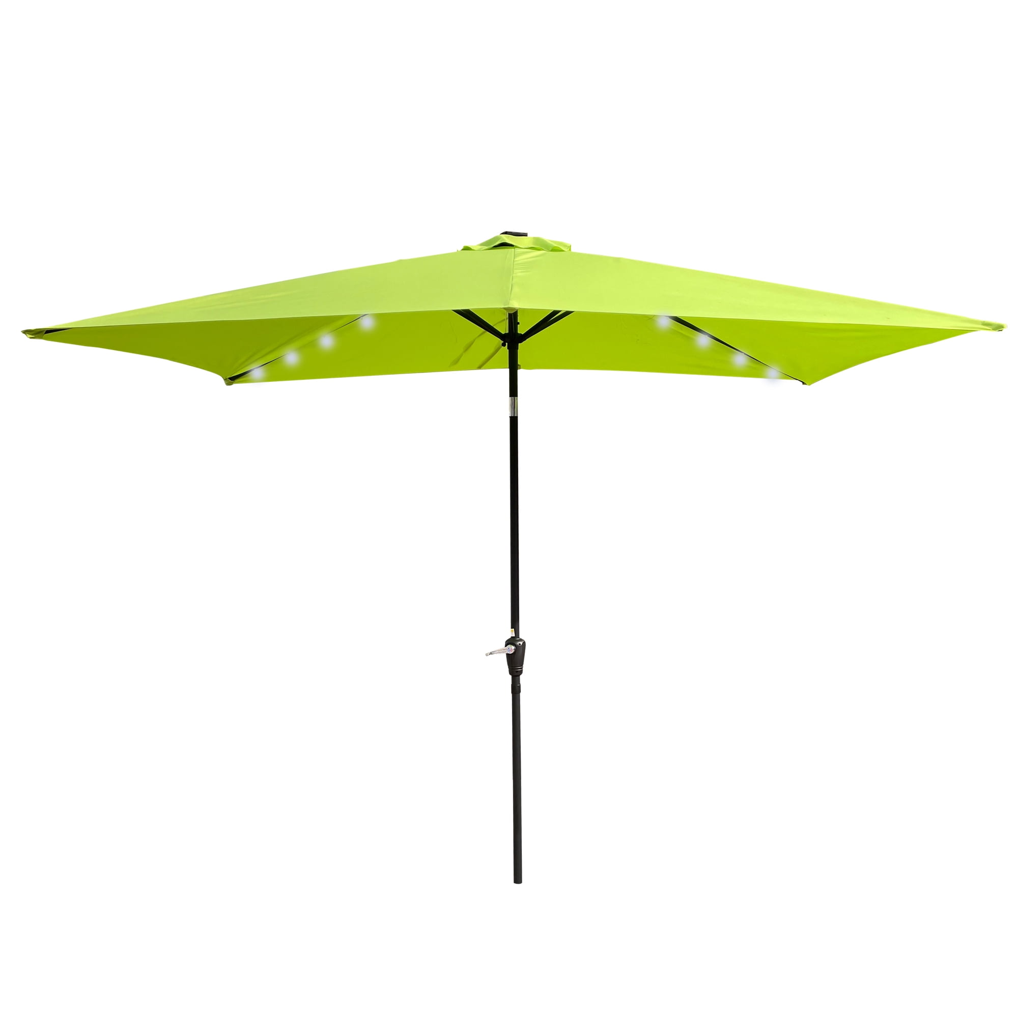 Royard Oaktree 10FT Patio Offset Umbrella w/Solar LED Lights Rectangular Outdoor Cantilever Hanging Umbrella w/Crank UV Protection Sun Shade for Market Garden Lawn Backyard Poolside,Lime Green