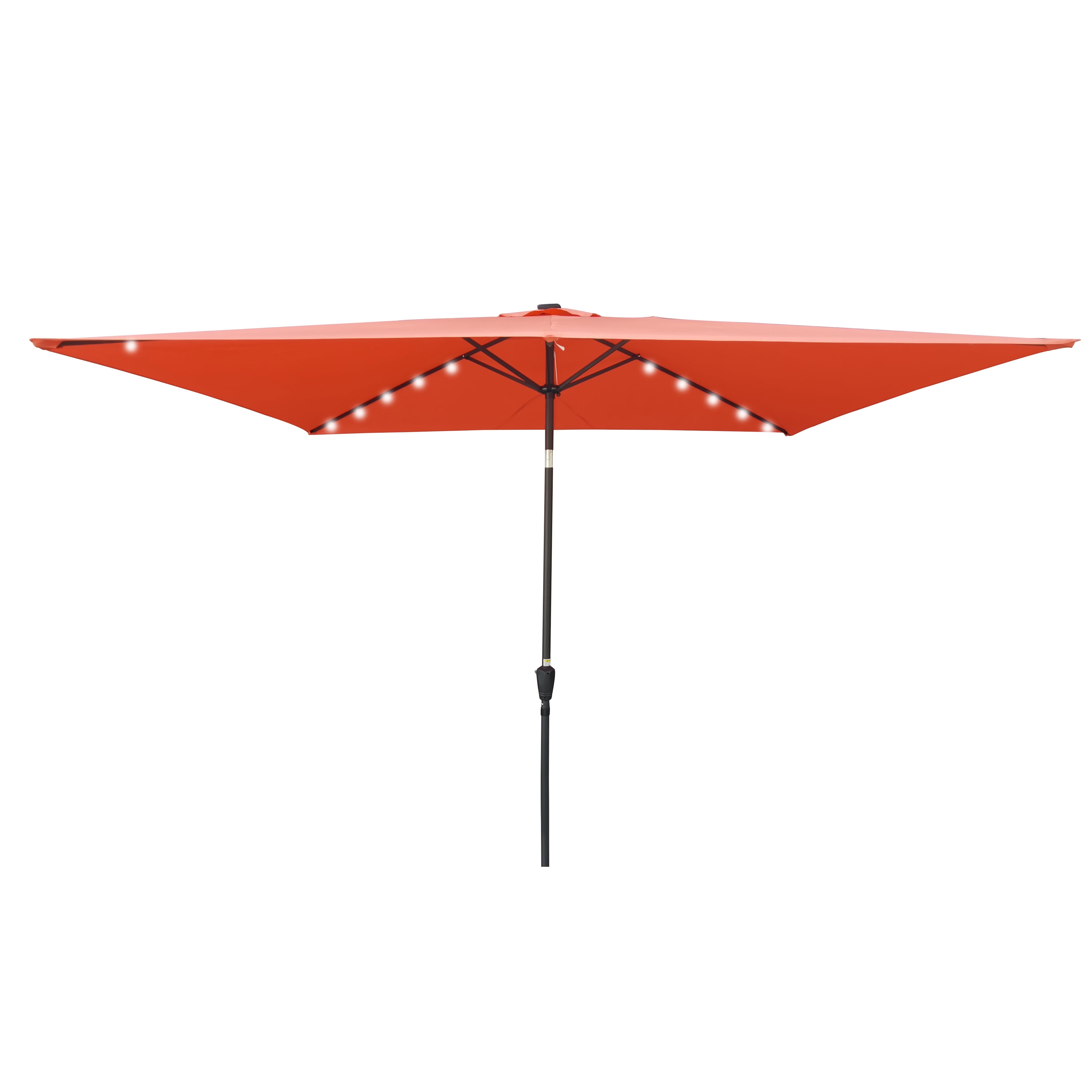 Royard Oaktree 10FT Patio Offset Umbrella w/Solar LED Lights Rectangular Outdoor Cantilever Hanging Umbrella w/Crank UV Protection Sun Shade for Market Garden Lawn Backyard Poolside,Light Brick Red