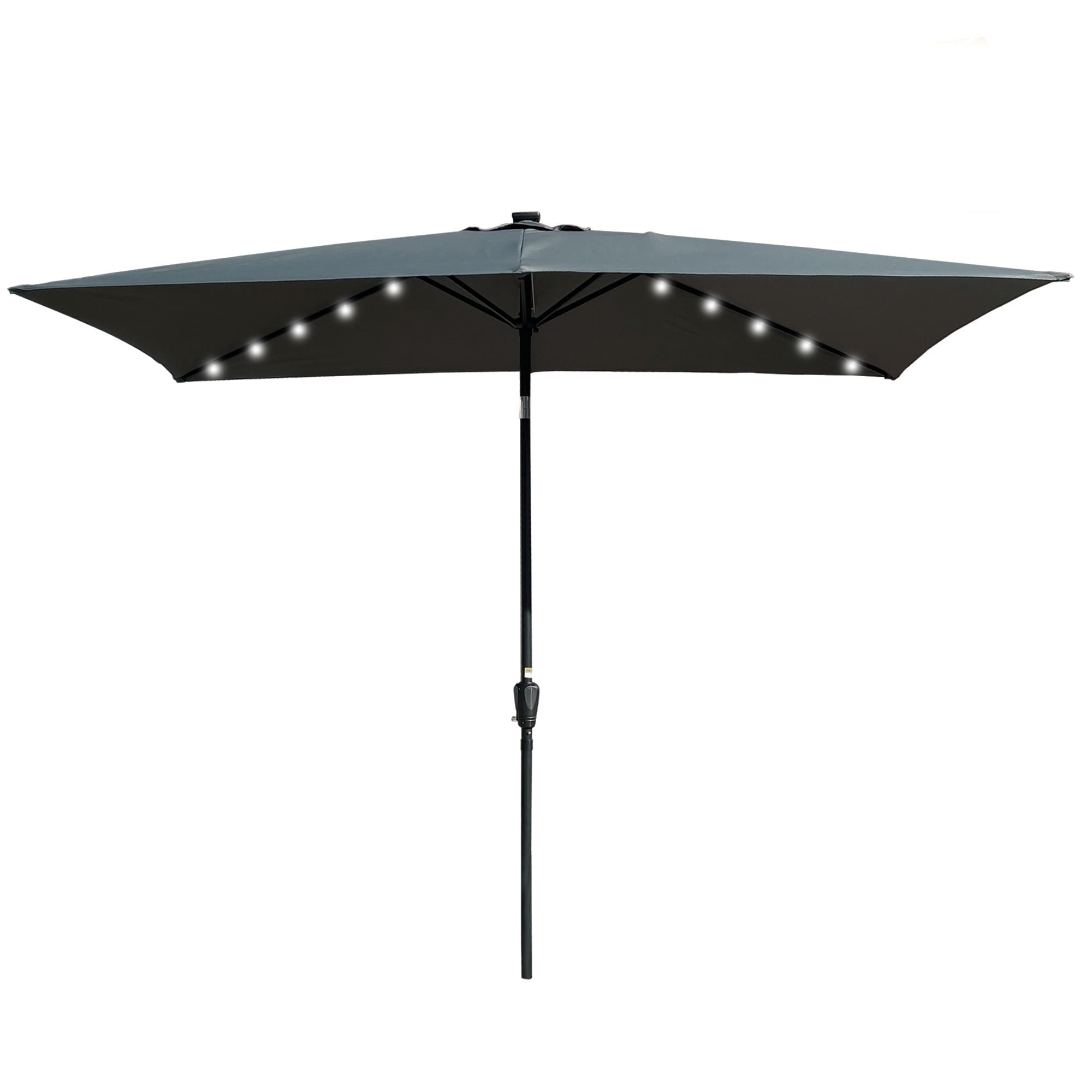 Royard Oaktree 10FT Patio Offset Umbrella w/Solar LED Lights Rectangular Outdoor Cantilever Hanging Umbrella w/Crank UV Protection Sun Shade for Market Garden Lawn Backyard Poolside,Anthracite