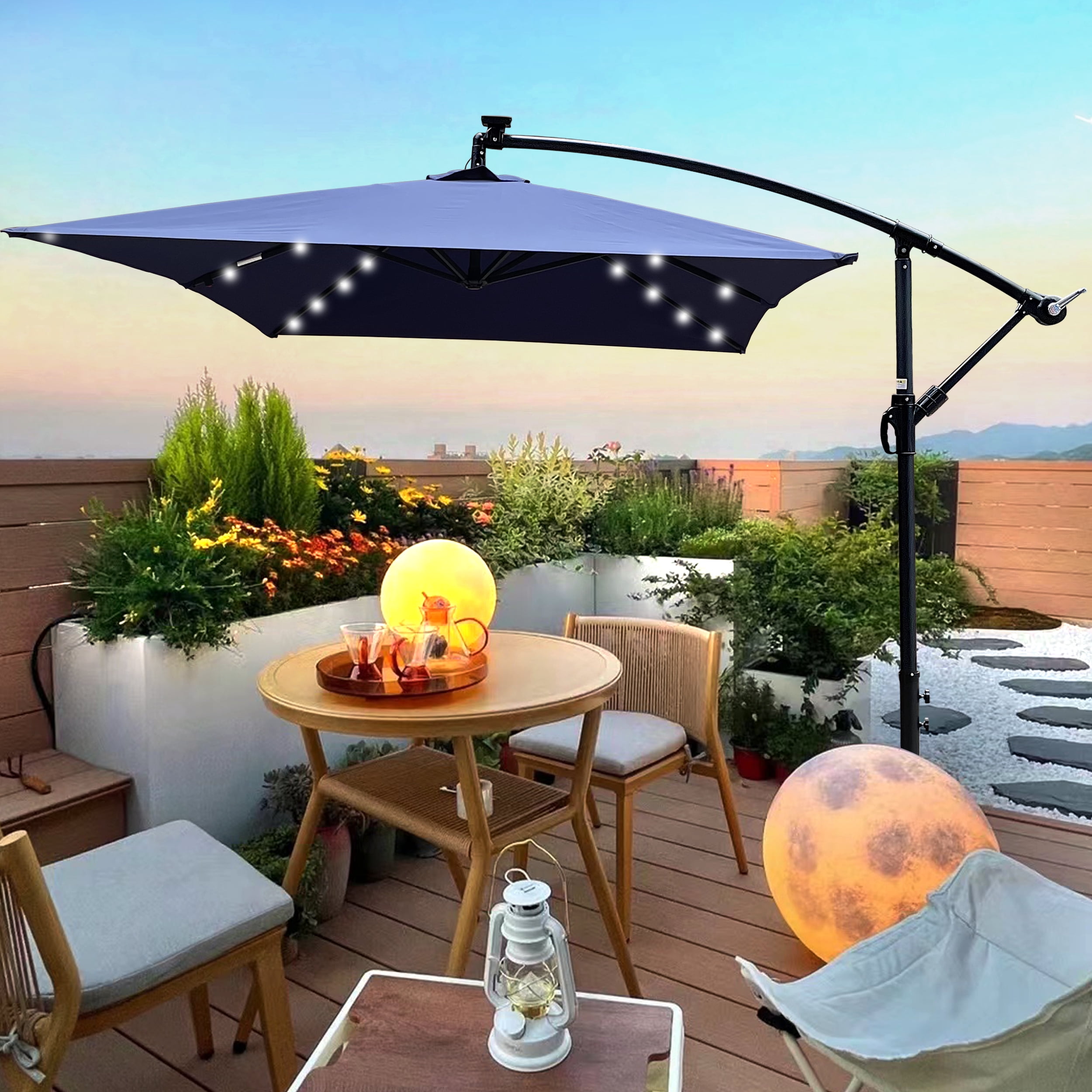 13 foot patio table umbrella Wood-Grain Aluminum Patio Umbrella (10-13 ft)
