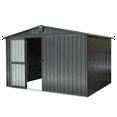 thumbnail image 1 of Royard Oaktree 10x8 FT Metal Storage Shed, All-weather Galvanized Steel Tool Shed with Lockable Double Doors and Air Vents, Heavy-duty Outdoor Storage Shed for Patio, Garden, Backyard, Lawn, Black, 1 of 6