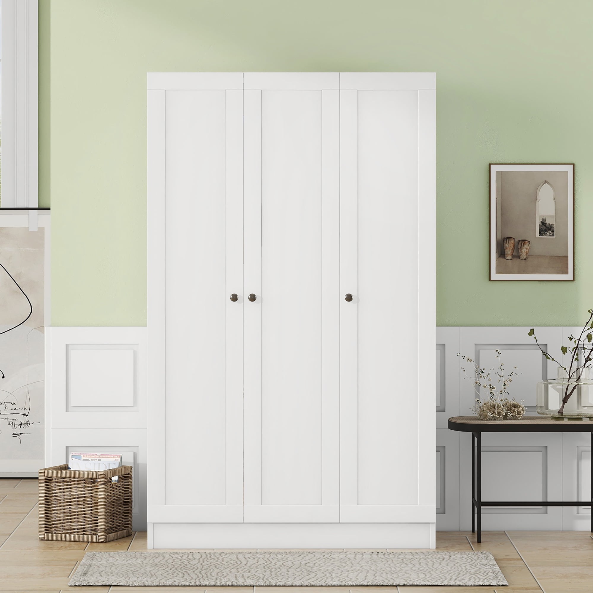 Royard Oaktree 3Door Armoire Wardrobe Closet, Freestanding Clothing