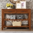 thumbnail image 1 of Royard Oaktree 42" Console Table w/2 Storage Drawers, Mid-Century Wood Entryway Sofa Table w/Shelves, 1 of 7