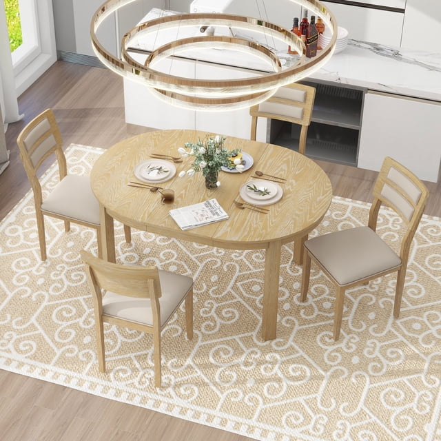Royard Oaktree 5piece Dining Table Set with 4 Upholstered Dining